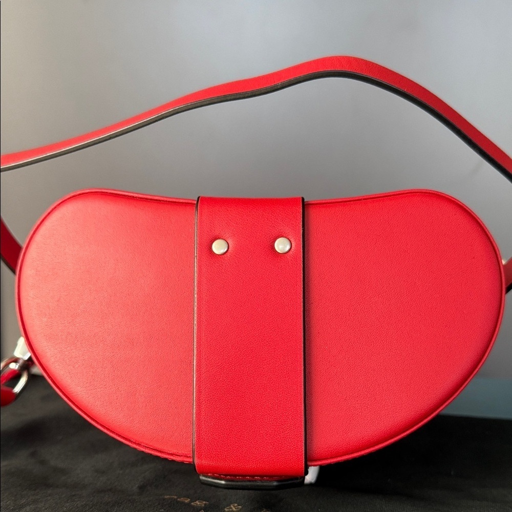Rag & Bone Leather Crossbody Binocular Bag w/Top Handle in "Barrow" in Fiery Red - Picture 11 of 16